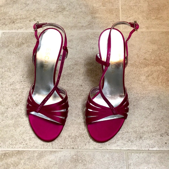 Escada 37 Pink Fuschia Crystal heels strappy - Picture 2 of 8